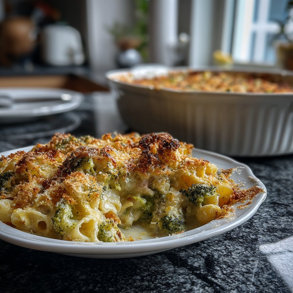 Nudelauflauf mit Brokkoli und Sahne