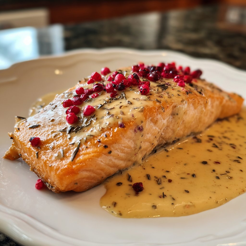 Lachs mit rosa Pfeffersauce