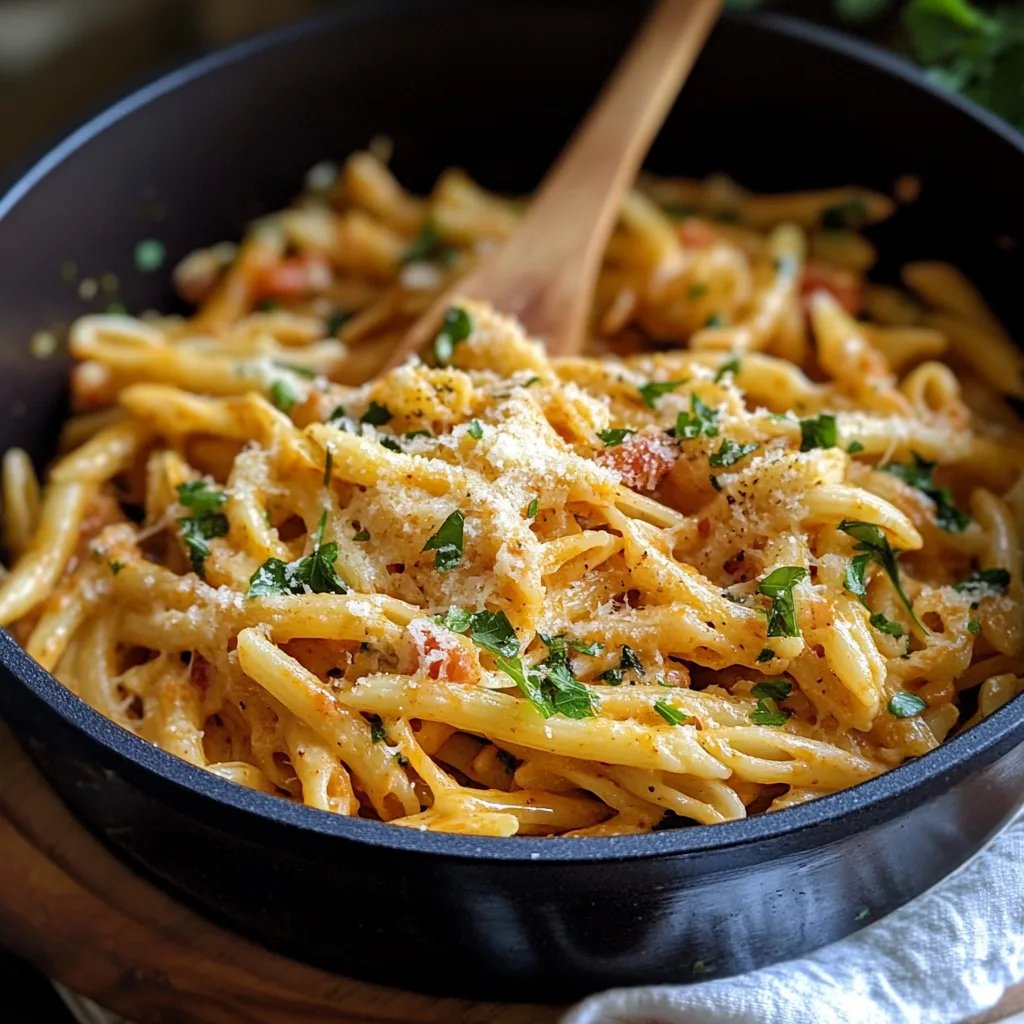 Gesunde Hähnchen-Parmesan-Pasta aus einem Topf