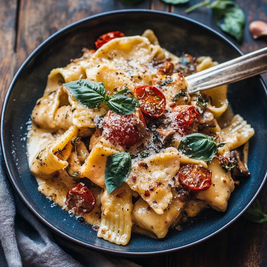 Cremige Hähnchen-Pasta mit sonnengetrockneten Tomaten