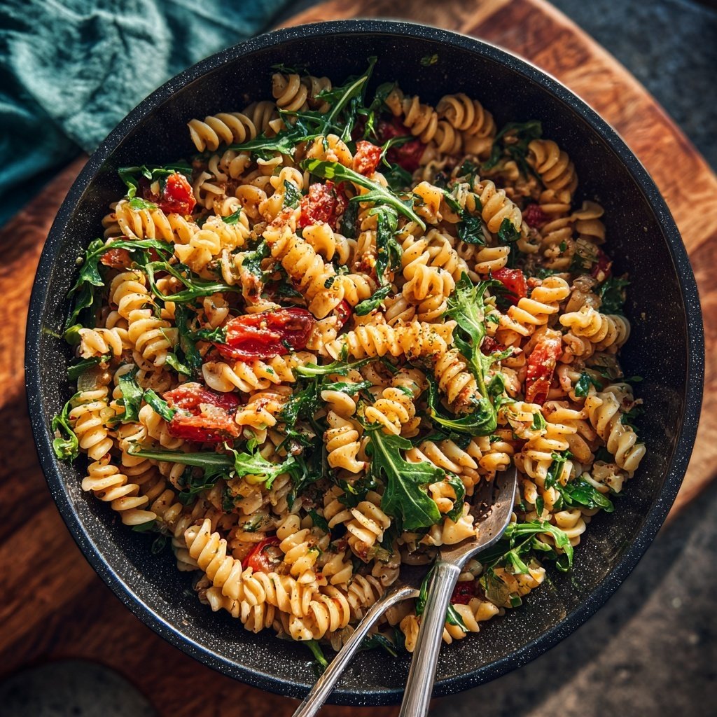 Mediterraner Nudelsalat Mit Rucola