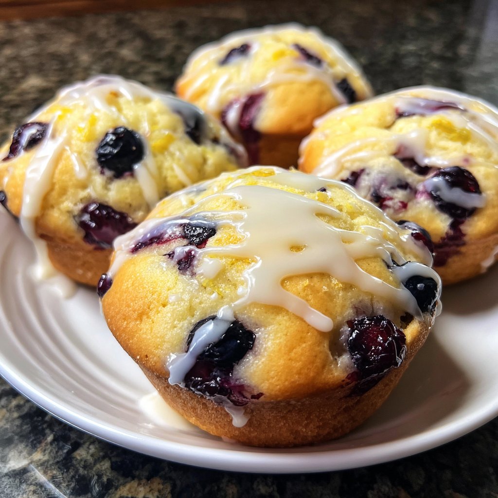 Muffins mit Blaubeeren und Zitronenglasur